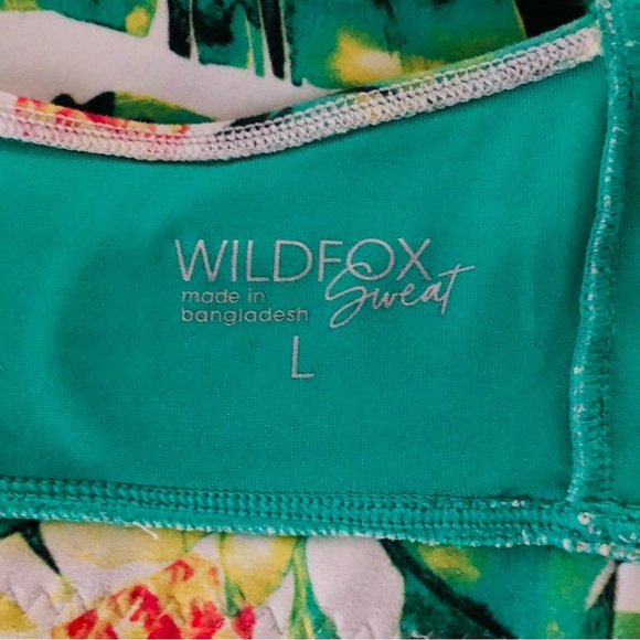 Wildfox Sweat Green Yellow Palms and Pina Sports Bra Size Large - Picture 7 of 8